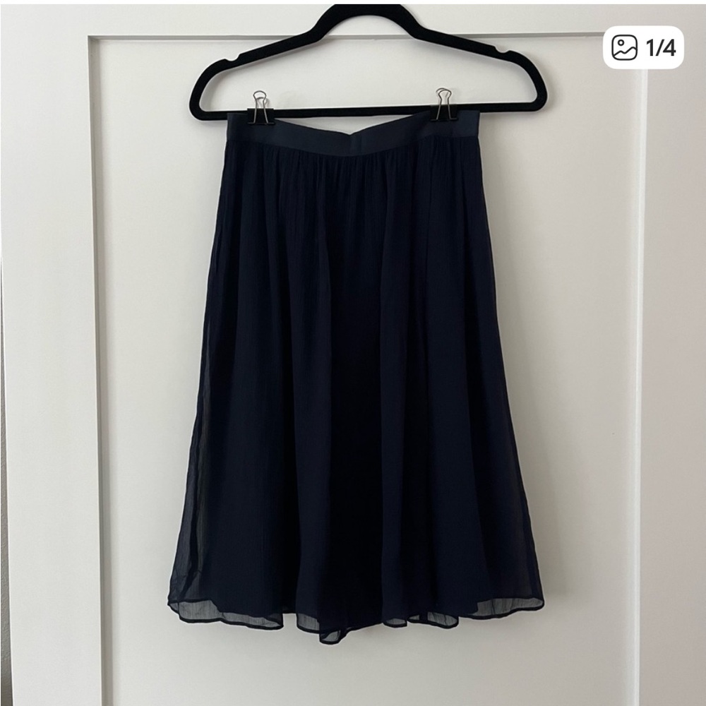 J. Crew Navy Chiffon Pleated Skirt